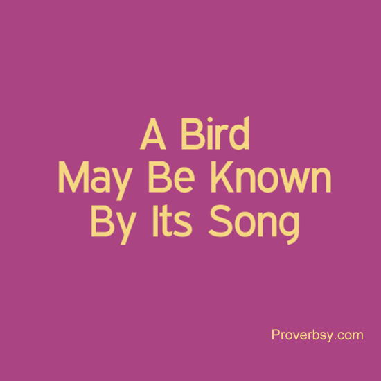 Bird may. A Bird May be known by its Song. A Bird is known by its Song. Bird known by its Song. __ Is it ? Its a Bird.